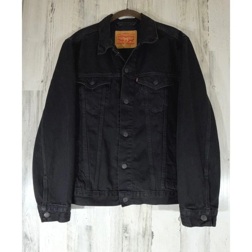 Levis Trucker Jacket Large Black Denim Classic Casual Streetwear Gorpcore Grunge